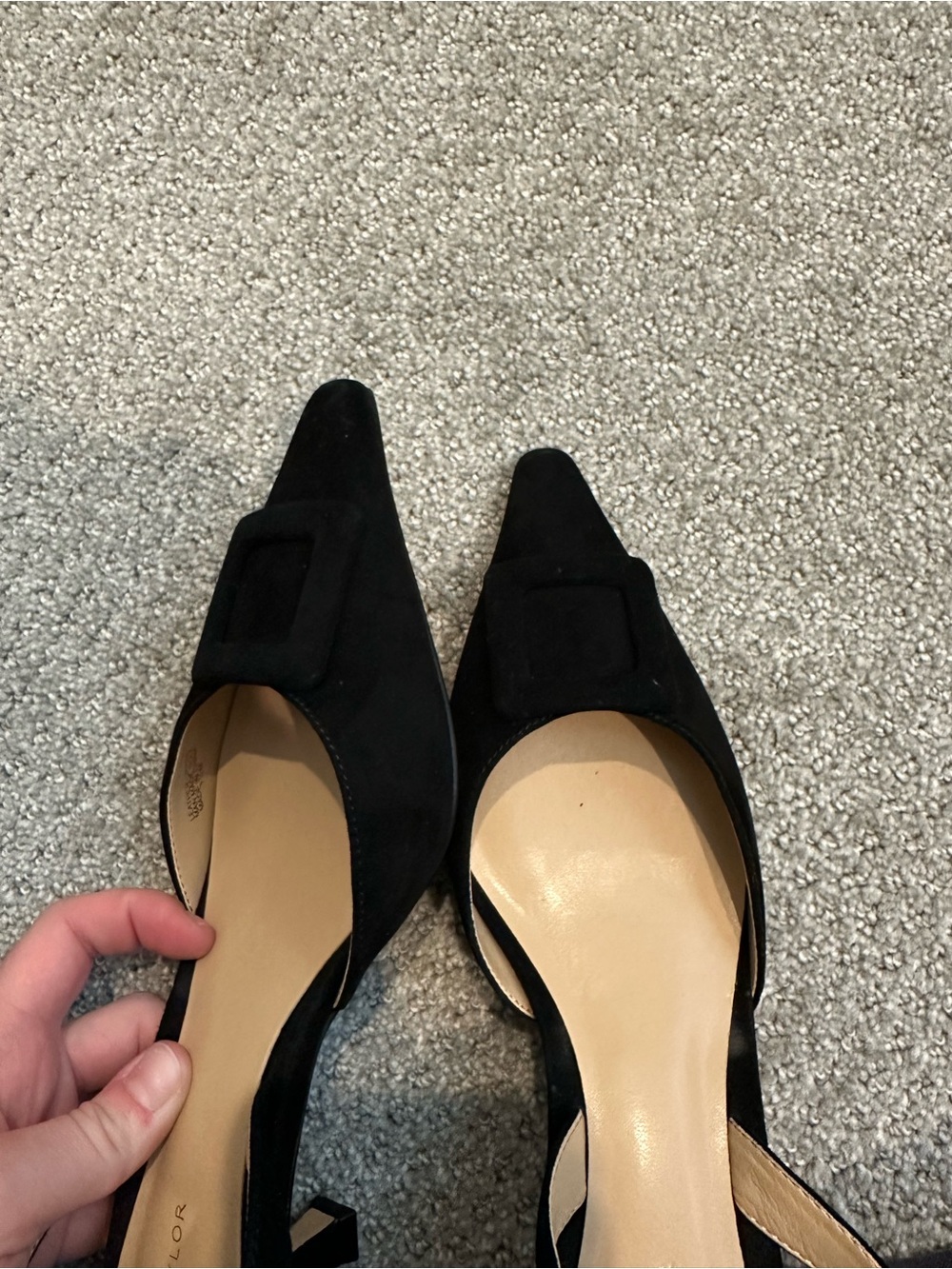 Ann Taylor Black Suede Pointed Slingback Heels - Picture 6 of 6